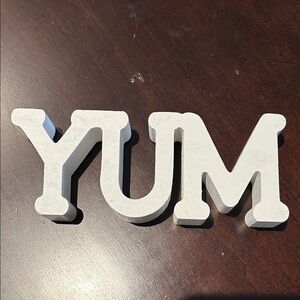 Wood YUM sign